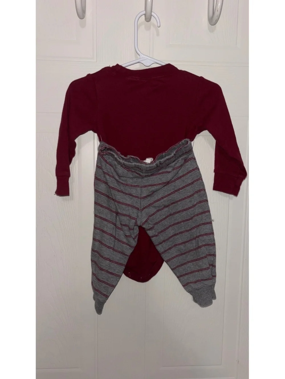 Carter's 12M Baby Two-Piece Pajama Set Burgundy and Gray